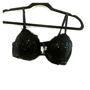 EUC Victorias Secret black sequins push up bra 34C